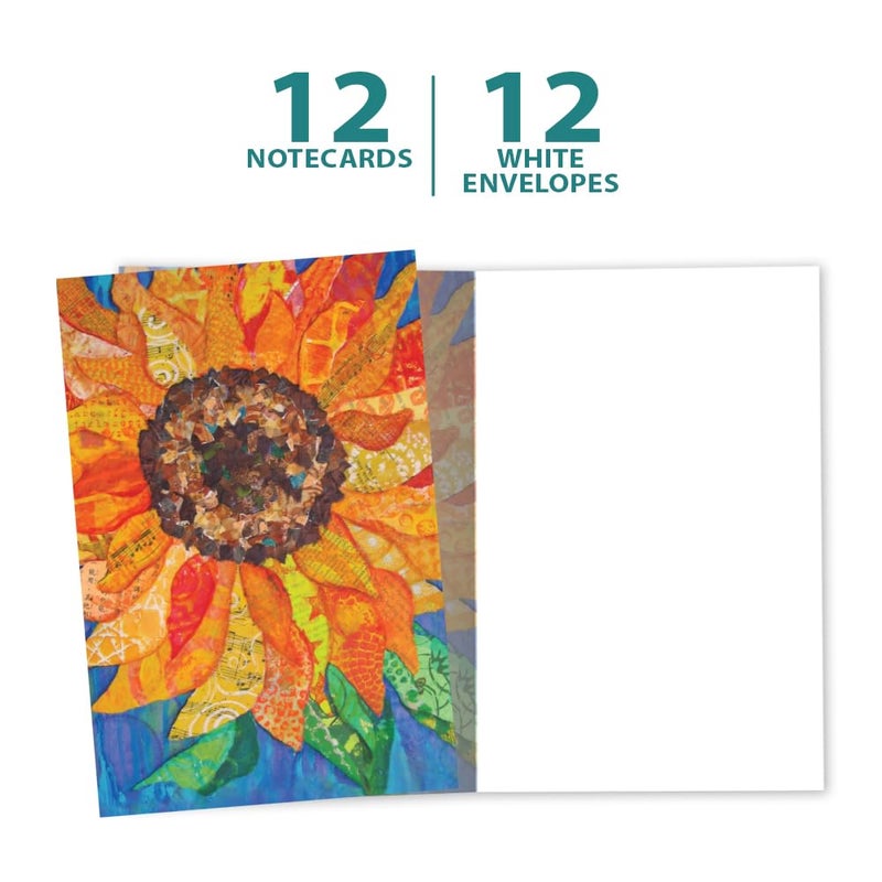 Tree-Free Greetings Vibrant Sunflower All Occasion Cards - 12 Recycled 4x6 Notecards & White Envelopes, Thick Cardstock, Sustainably Made in USA - Colorful Floral Collage - Image 5
